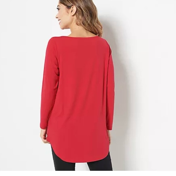 Joan Rivers Long Sleeve Luxe Knit Top with Side Seam Sequin Detail Black Large - Picture 6 of 6